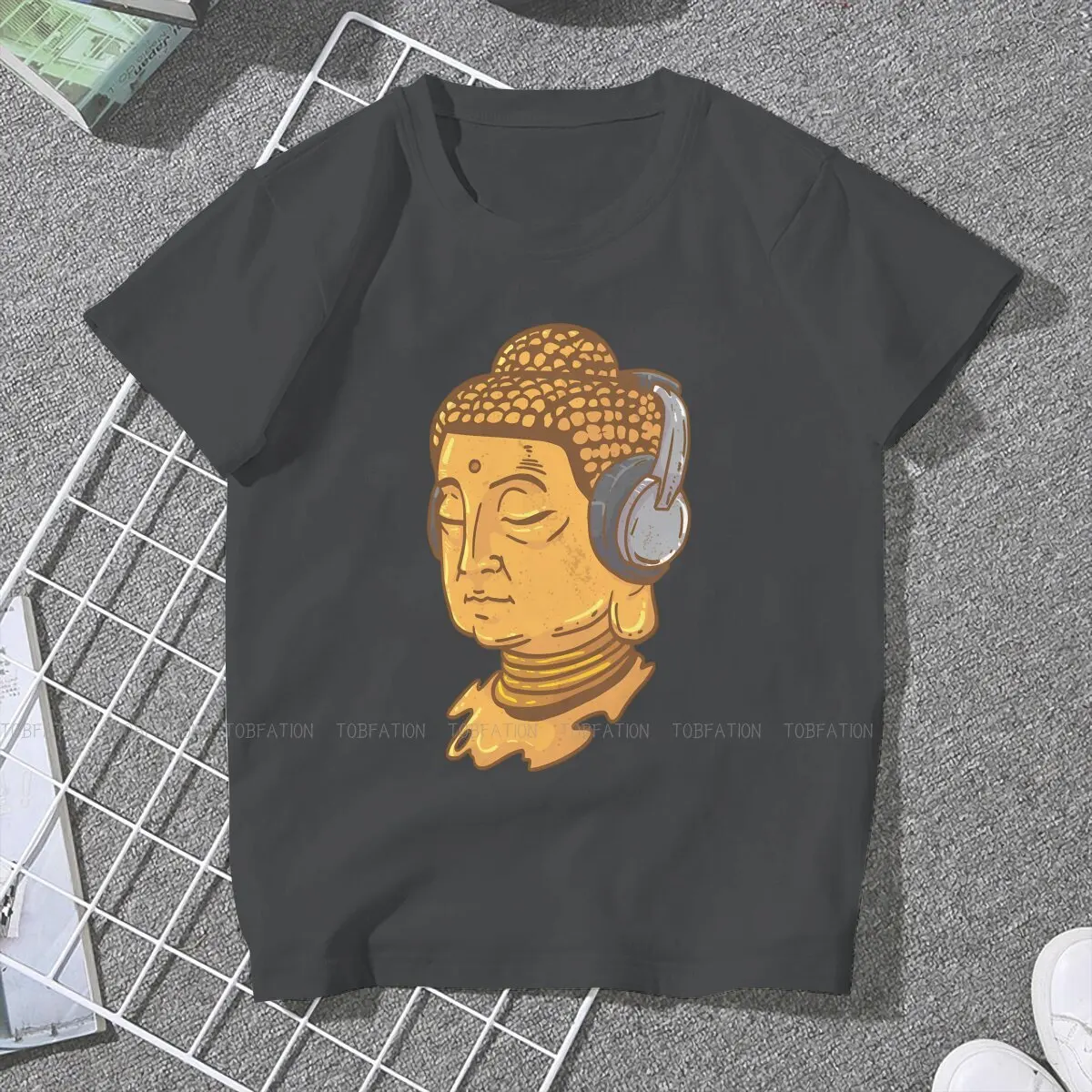 Headphone Music 4XL 5XL TShirt Buddha  Oriental Mysterious Culture Fabric Classic T Shirt Woman's Clothes Fashion Fluffy