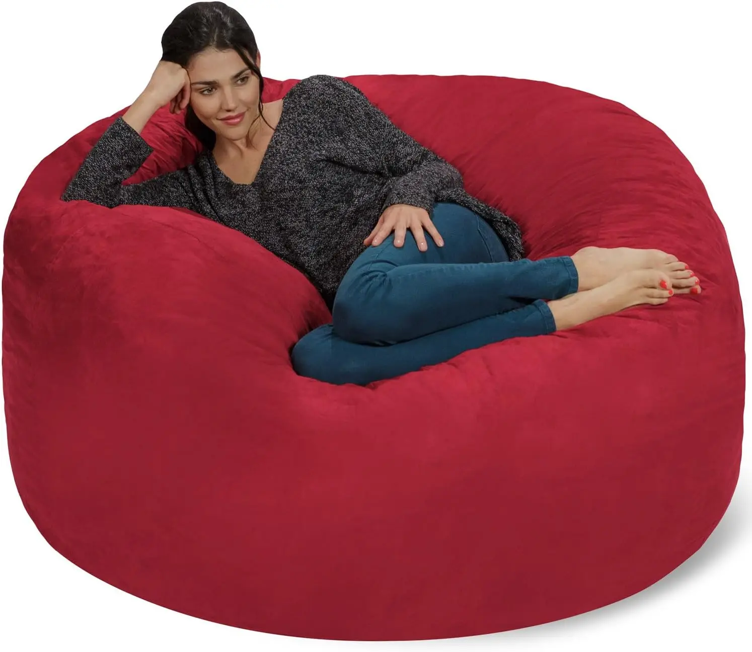 Chill Sack Bean Bag Chair: Giant 5' Memory Foam Furniture Bean Bag - Big Sofa with Soft Micro Fiber Cover - Cinnabar