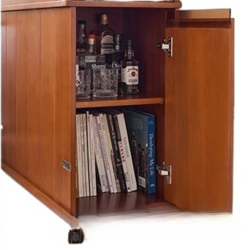 medieval solid wood wind, mobile island, separate side cabinet, integrated dining table, small movable