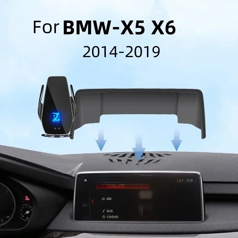 

2014-2019 For BMW X5 X6 Car Screen Phone Holder Wireless Charger Navigation GPS Phones Bracket 10.3 Inch Size