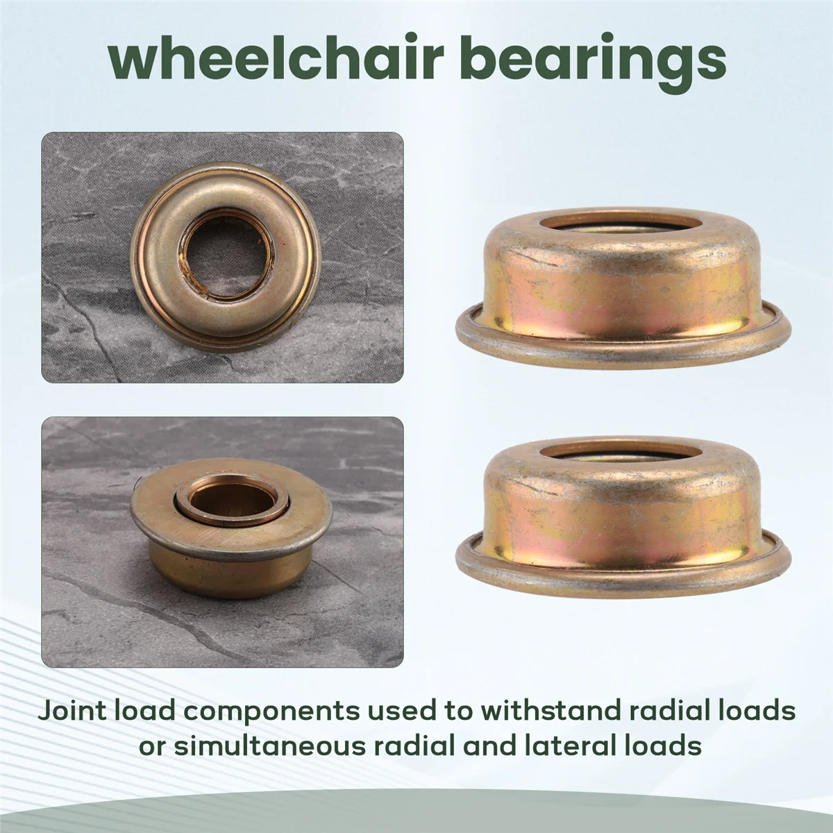 

FLLF Diving Fork Bearing Inner Diameter 1/2 Inch 12.7X27X30mm Wheelchair Accessories H009 / H005 Wheelchair Bowl Bearing