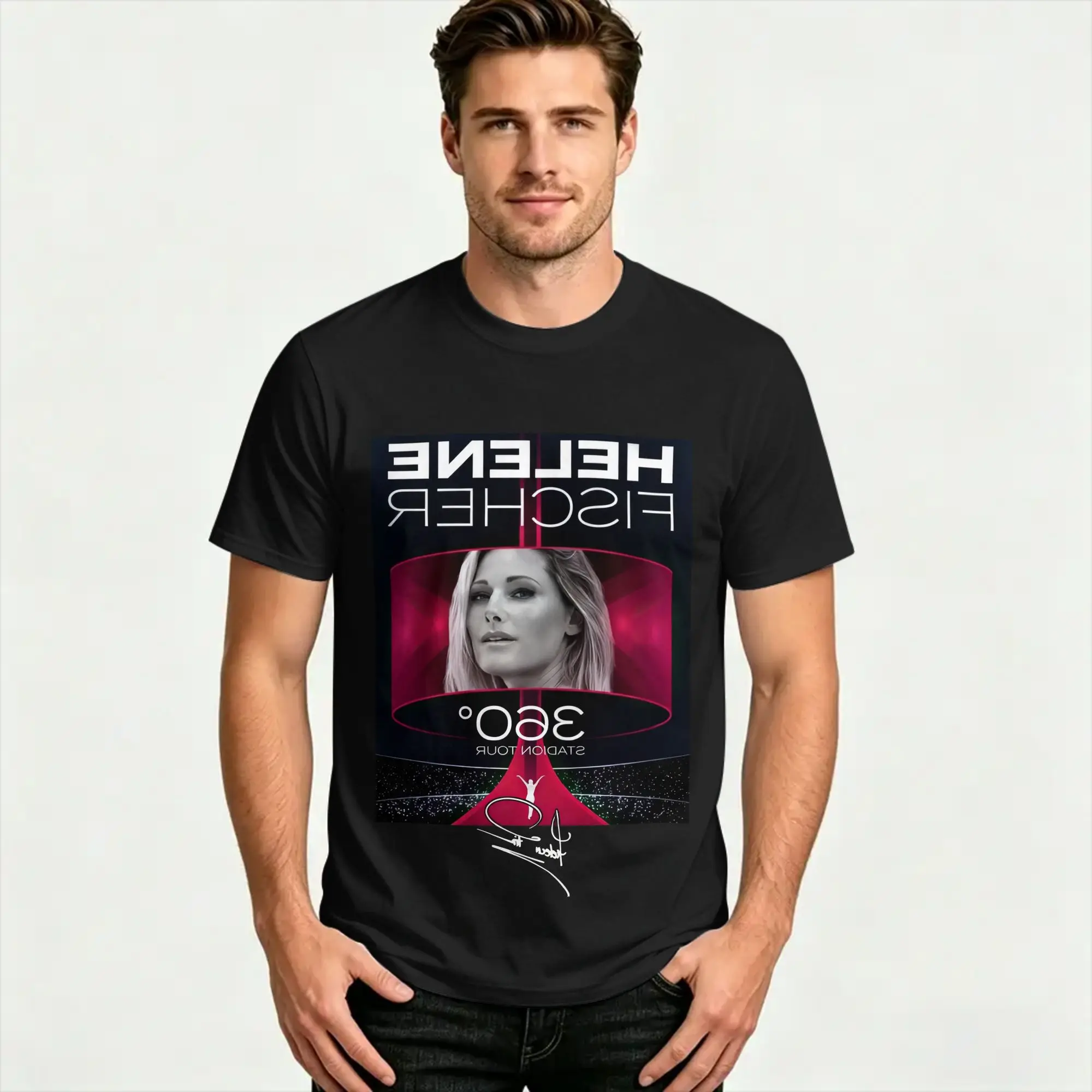 Crazy Helene Fischer 360° Stadium Tour T-Shirt Men Crew Neck Cotton T Shirts  Short Sleeve Tees Printed Clothing