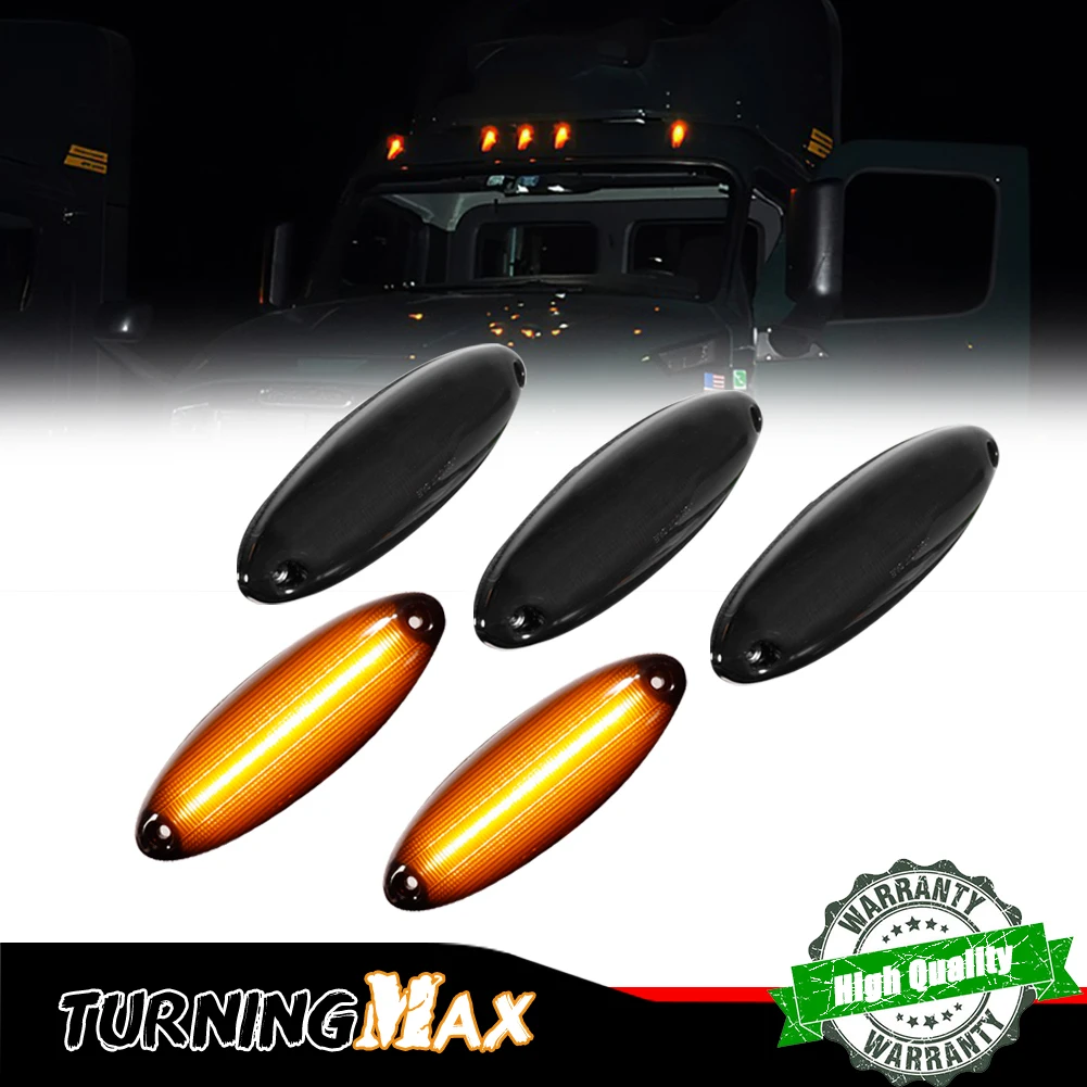 

5x прозрачные/копченые/желтые линзы белого/янтарного цвета, светодиодные габаритные фонари с приподнятой крышей для Freightliner Cascadia