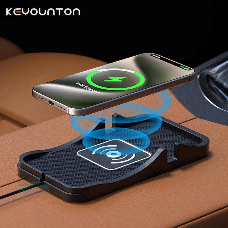Car Wireless Charger for Iphone 17 16 15 15 ProMax 14 13 12 Samsung S26 S25 Wireless Car Charger Silicone Pad Stand Fast Charger