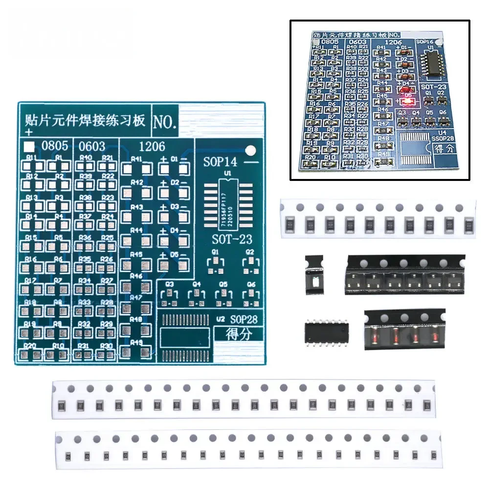 SMD NE555 CD4017 Rotating Flashing LED Components SMT LQFP44 Soldering Practice Board Electronic Circuit Training Suite DIY Kit