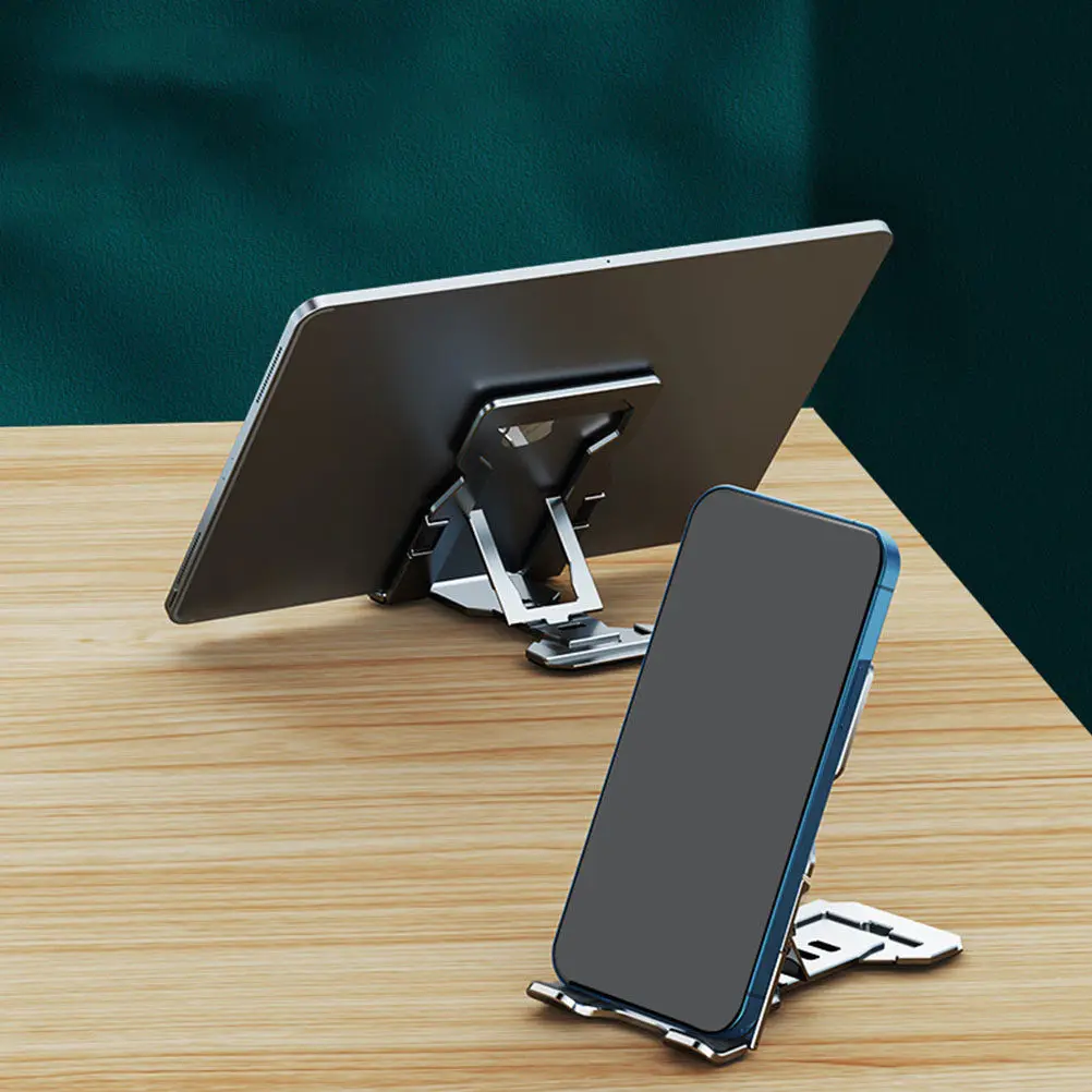 Adjustable Tablet Holder Folding Phone Stand Aluminum Alloy Desktop Mount Sturdy Stable for Home Office Travel Compact Phone