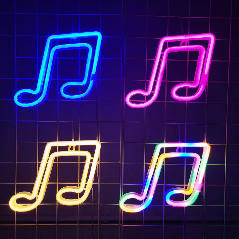 LED Musical Note Neon Light Festival Atmosphere Decoration Neon Lamp Glowing For KTV Bar Party Bedroom Wall Decor  Adult Gift