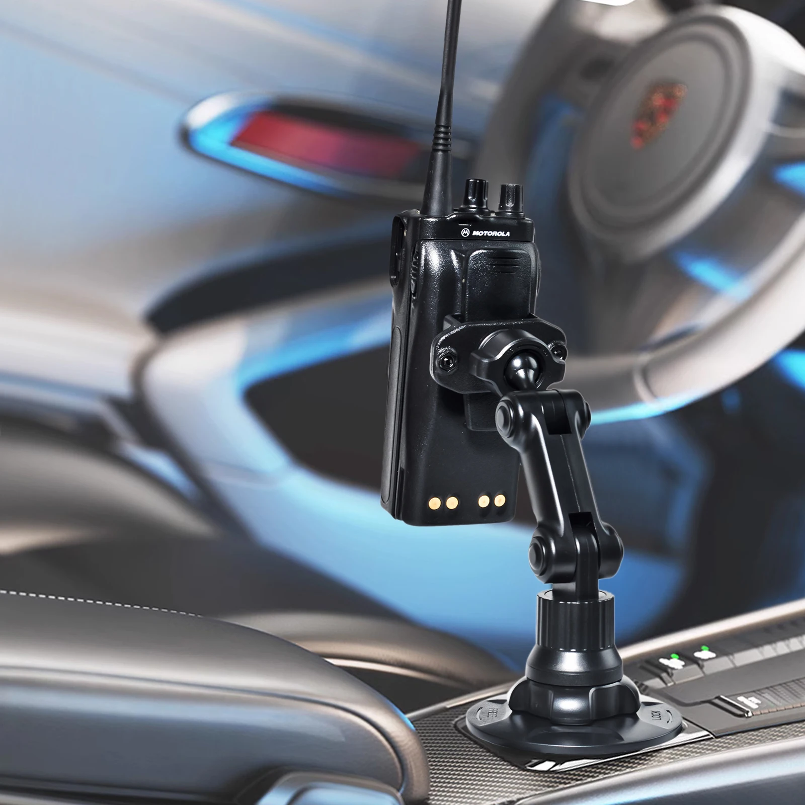 Supporto portabicchieri per autoradio, supporto per auto walkie-talkie con collo regolabile per radio CB portatile Baofeng UV5R Motorola Talkabout