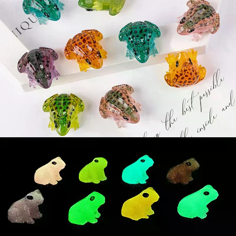 5pc Luminous Frog s/lot Luminous Frog Figurines Landscape Gifts Resin Miniature Frogs Glow At Dark Garden Statue Fairy Lawn
