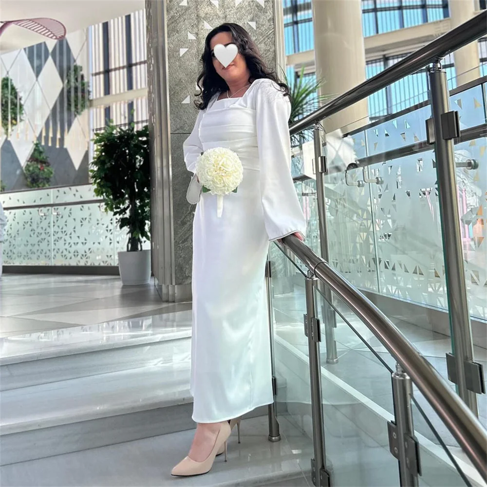 Royet simples clássico quadrado pescoço manga longa sereia vestido de noite comprimento do tornozelo elegante vestido de baile personalizado novo 2025