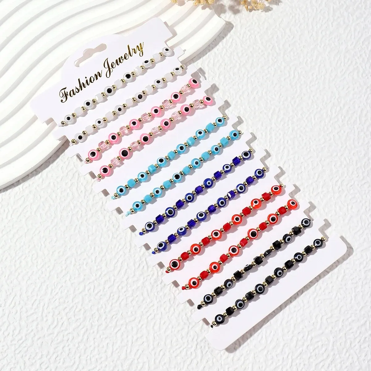 سوار كريستال مربع عين الشر ، أساور صلاة مصنوعة يدوياً ، خلخال قابل للتعديل ، مجوهرات معصم ، هدية لصديق ، جديد ، 12 أو #2