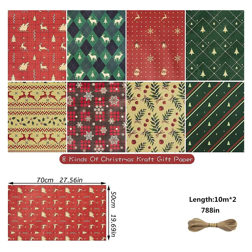 New Arrivals-8 Sheets Gift Wrapping Paper,For Christmas Birthday Party Wrapping Paper Gift Wrap Papers,Present Gift Wrapping Pap