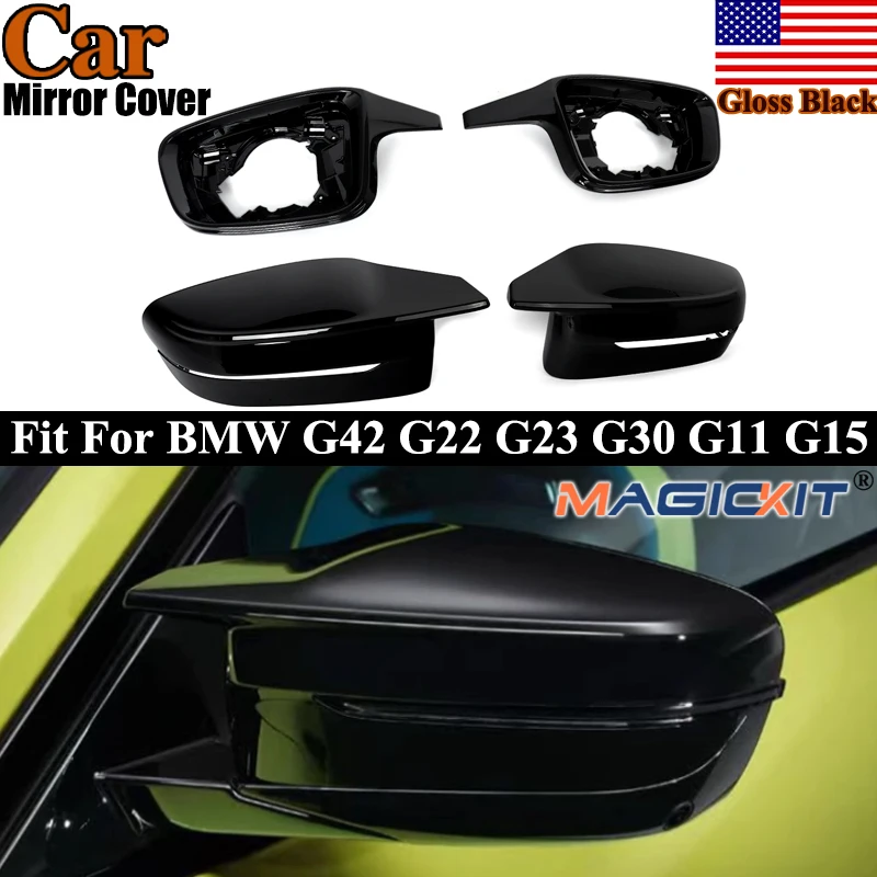 Magickit 4pcs/set M5 Style Car Rear View Mirror Housing For BMWG42 G20 G22 G23 G26 G28 G80 G82 G83 G11 Rearview Mirror Cover