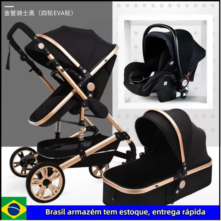 Warm house Kinderwagen 3-in-1 mit Autositz, luxuriöser multifunktionaler BABY-Kinderwagen, rosa zusammenklappbarer Kinderwagen, hochlandschaftliches Neugeborenauto 7