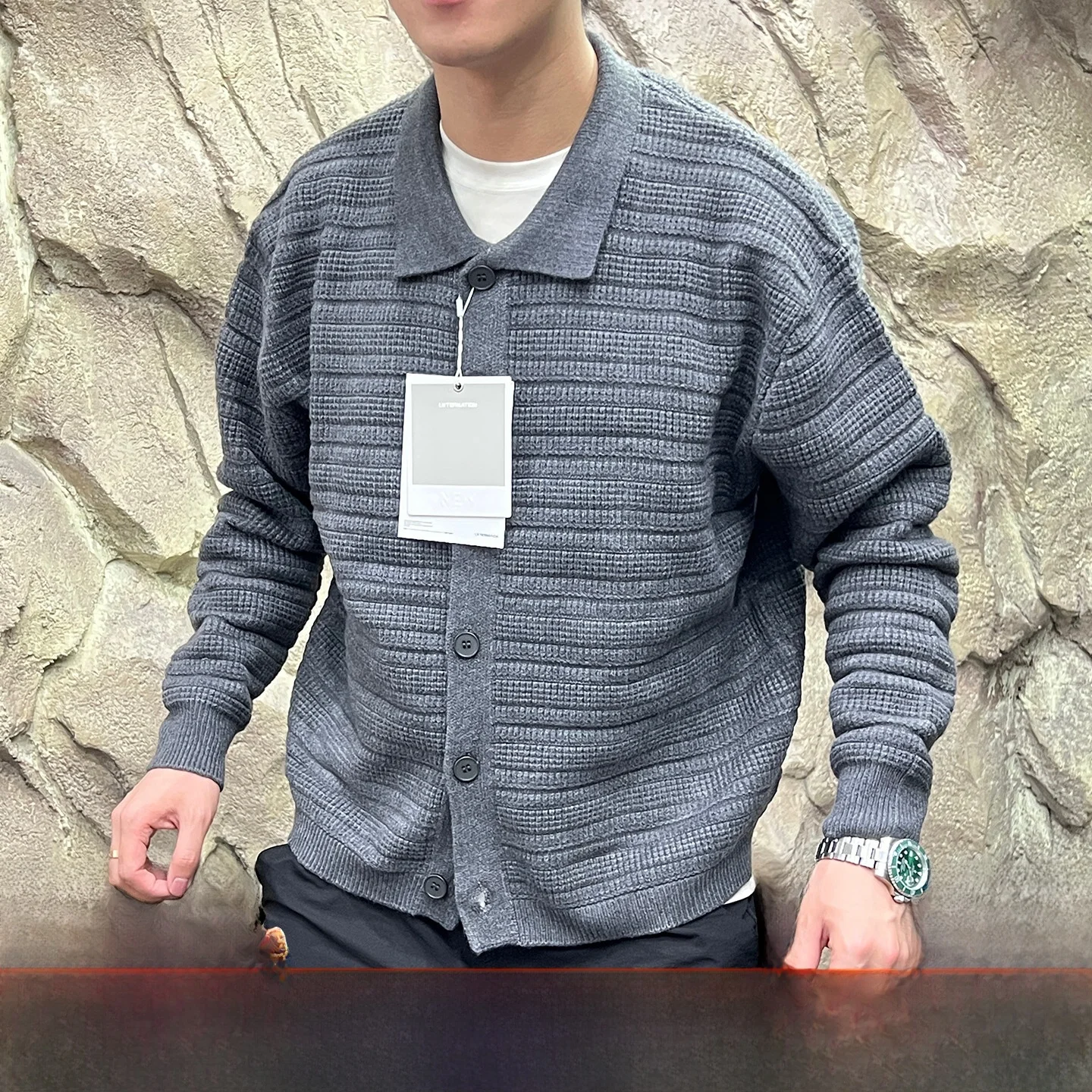 

Knitted 3D Floral Pattern Casual Collared Sweater for Men Versatile Autumn Winter Faionable Comfortable Polyester ...