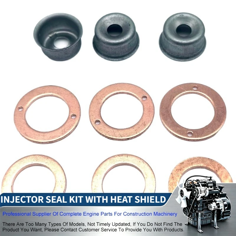 3pcs 25-39309-00 25-39310-00 29-70175-00 Injector Seal Kit With Heat Shield For Kubota CT3.69 CT3-69-TV Engine