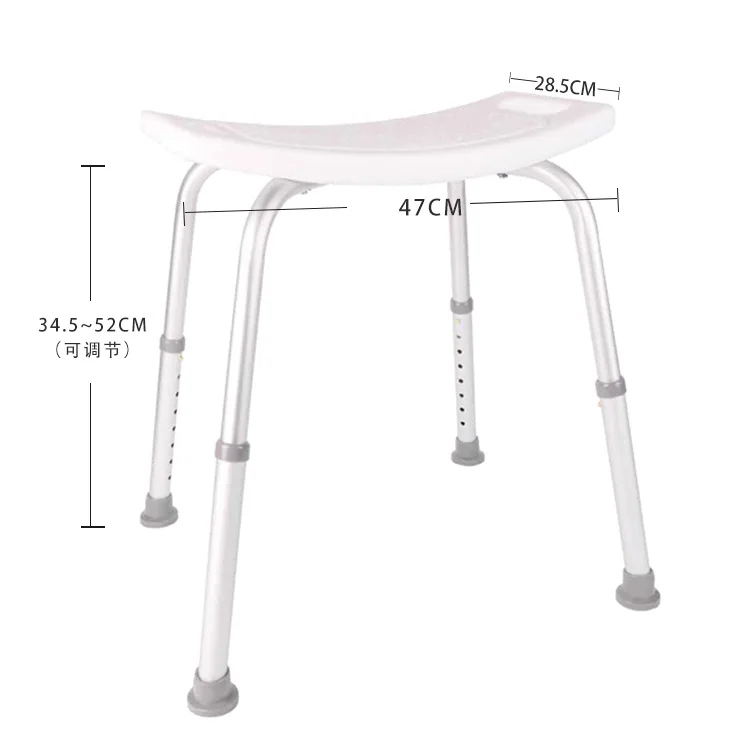 Badhocker aus Aluminiumlegierung mit Rückenlehne für ältere Menschen