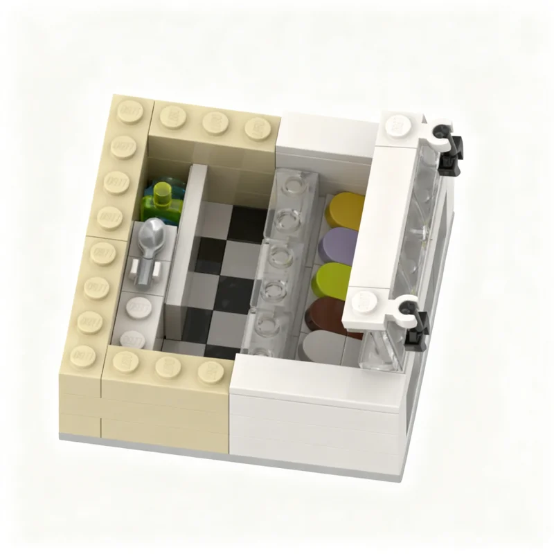 228pcs MOC Ice-cream Gelato Shop 8x8 Modular Buildings MINI Model Building Blocks Toys Construction Christmas Gift Assemble