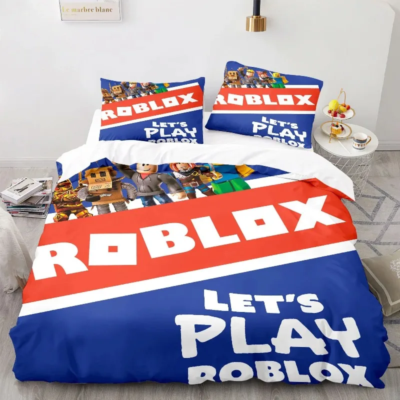 

ROBLOXS Game Themed Bedding Set Colorful Print Polyester Student Dormitory Bed Sheet Quilt Cover Kid Gift Home Textile Supplies