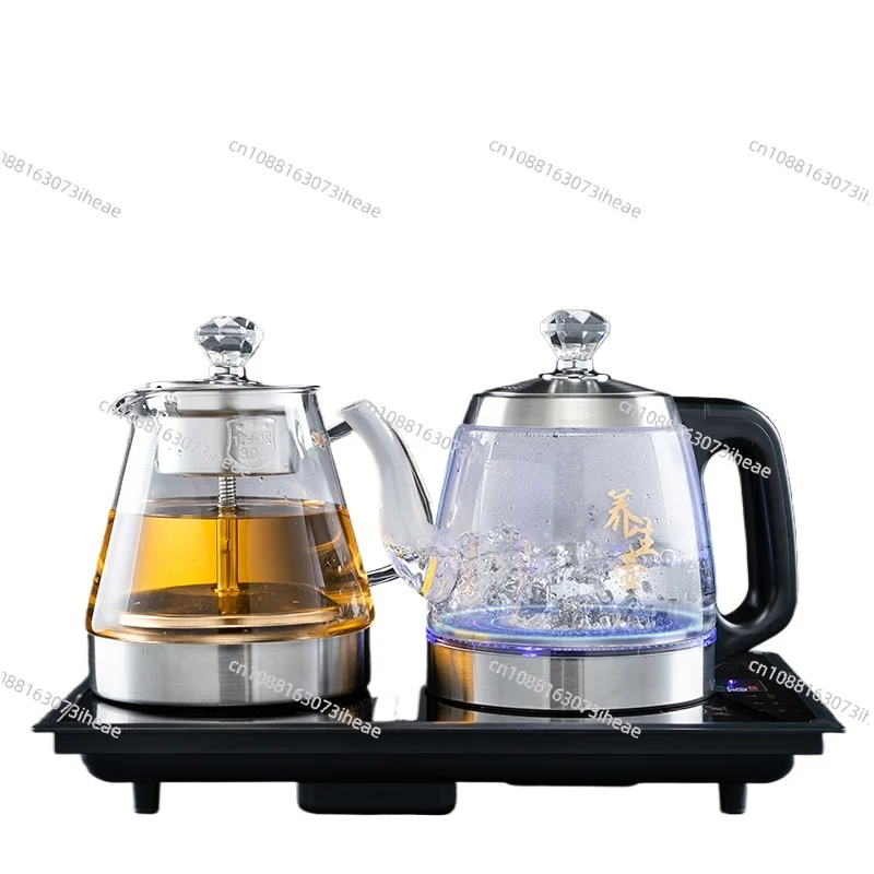 Intelligent automatic bottom water supply glass kettle tea set marble tea table integrated brewing teapot making tea household