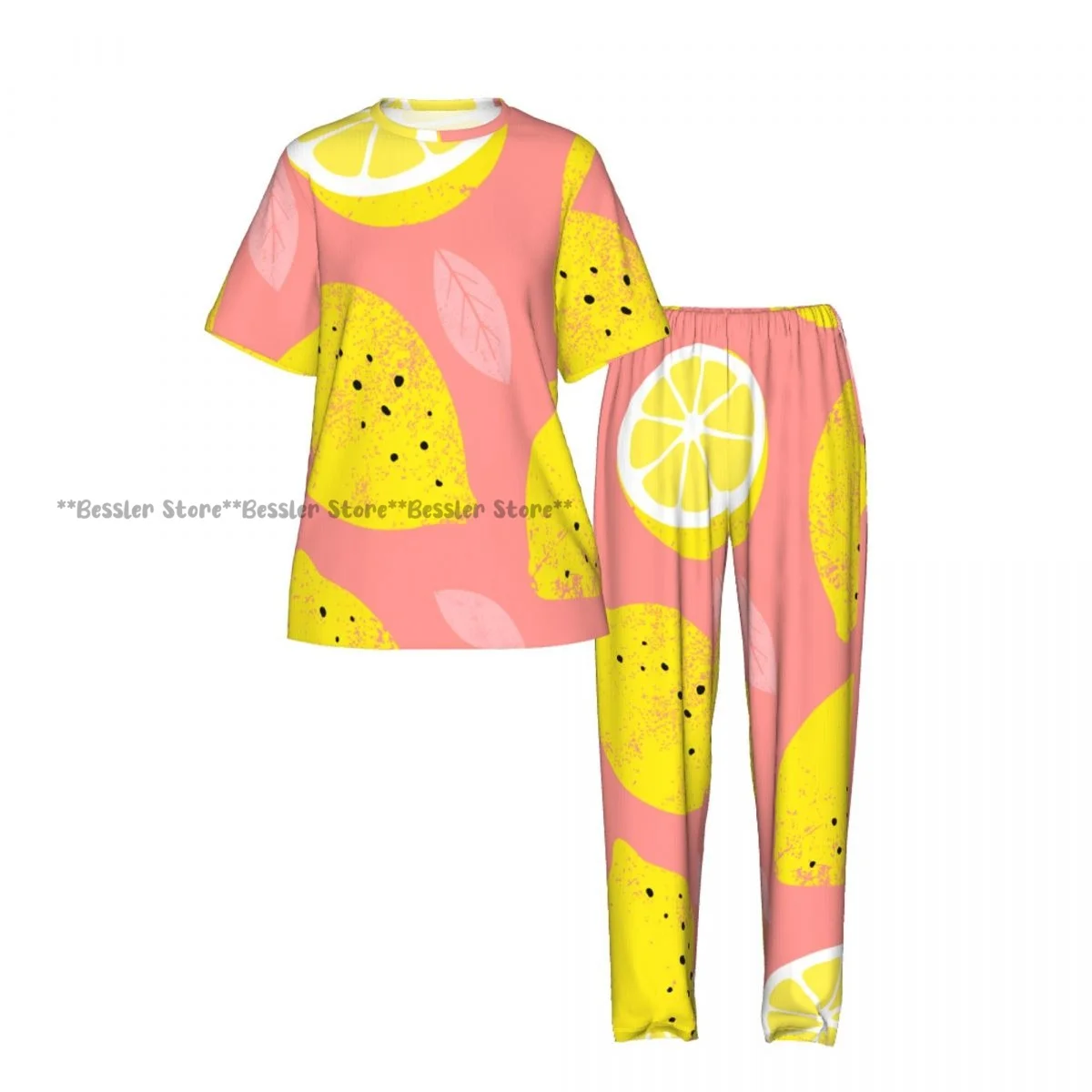 Women's Comfort Pajamas Women's Summer Lemon Short Sleeve Set Sleepwear