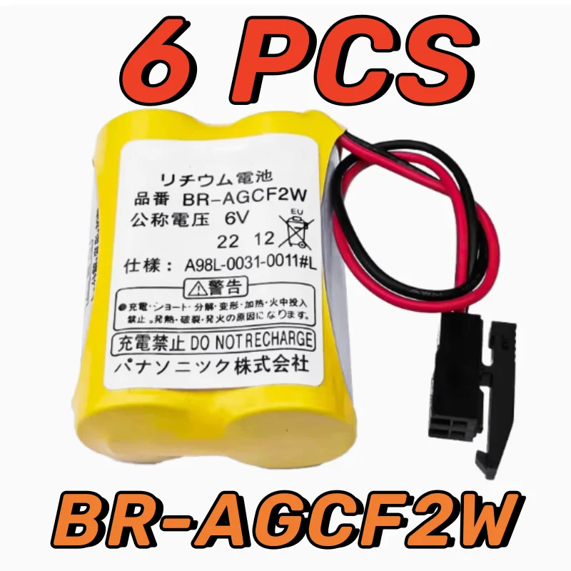 6PCS Original NEW A98L-0031-0011 #L Battery BR-AGCF2W Lithium 6V PLC Batteries With FANAC Black Plug