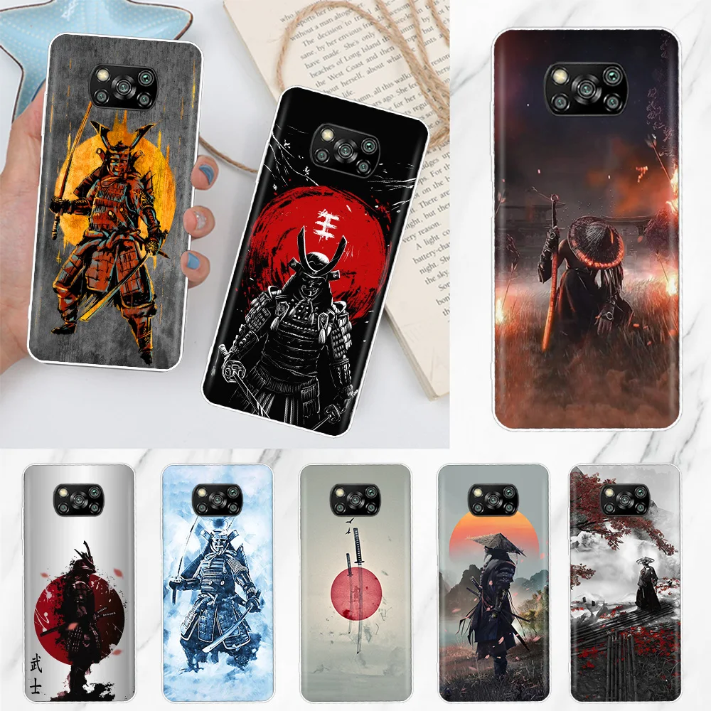 Japanese Art Samurai Ninja Soft Silicone Phone Case For Xiaomi Poco X3 NFC X7 X4 GT X5 X6 F6 F5 Pro F4 F3 F2 F1 M5S M4 M3 M2 5G 