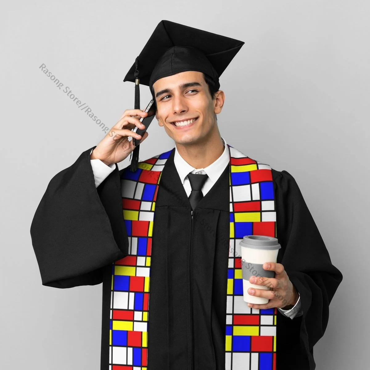 Estola de graduación para estudiantes de la escuela, faja de composición Mondrian, ceremonia de graduación, accesorios para fotos