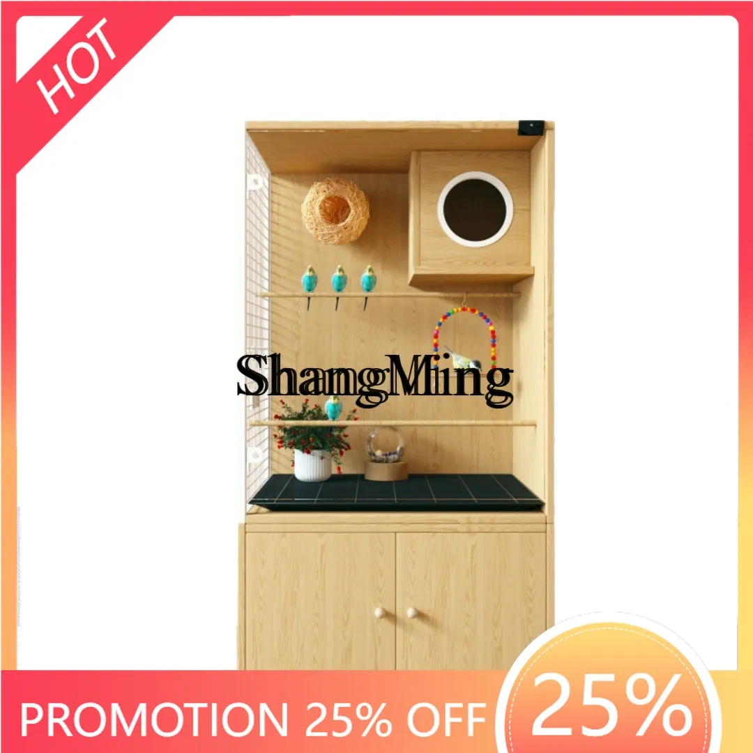 

ZYY Delicate Premium Parrot Bird Villa Solid Wood Large Bird Nest Large Space Glass Transparent Breeding Cage Solid Wood