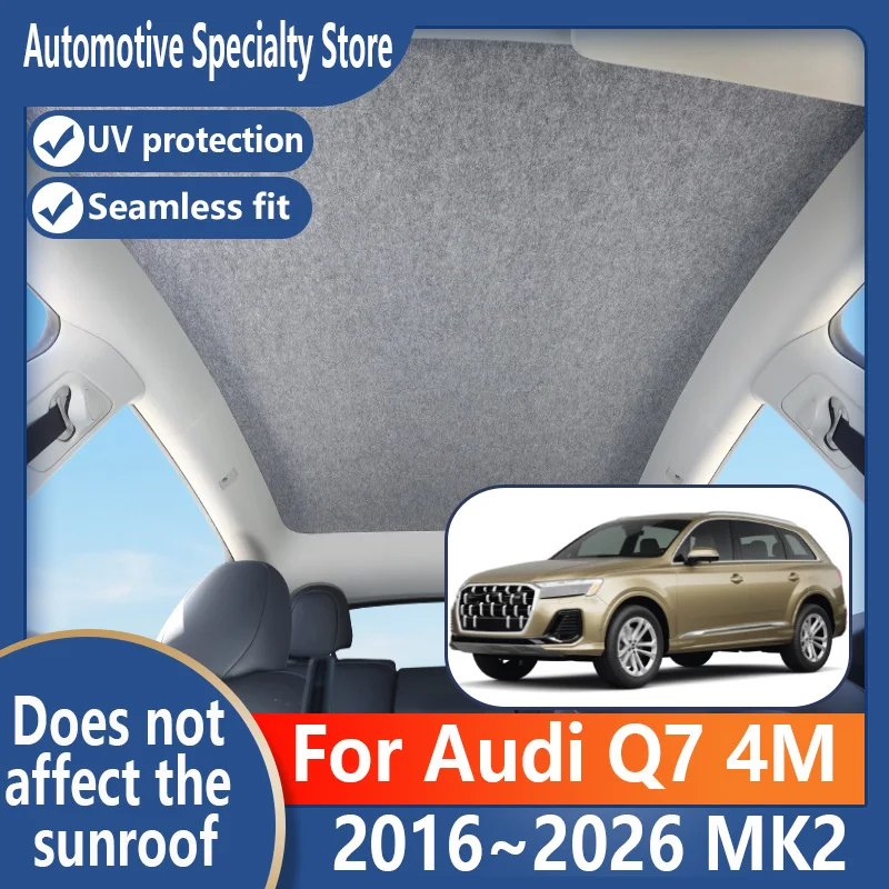 

For Audi Q7 4M 2016~2026 25 Panoramic Sunroof Insulation Roof Visor Electrostatic Adsorption Suede Fabric Sun Protection Anti-UV