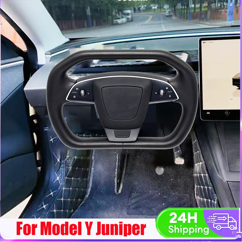 

350mm Yoke Handle For Tesla Model Y Juniper Cybertruck Yoke Steering Wheel Car Racing Model Y Juniper 2026 Accessories