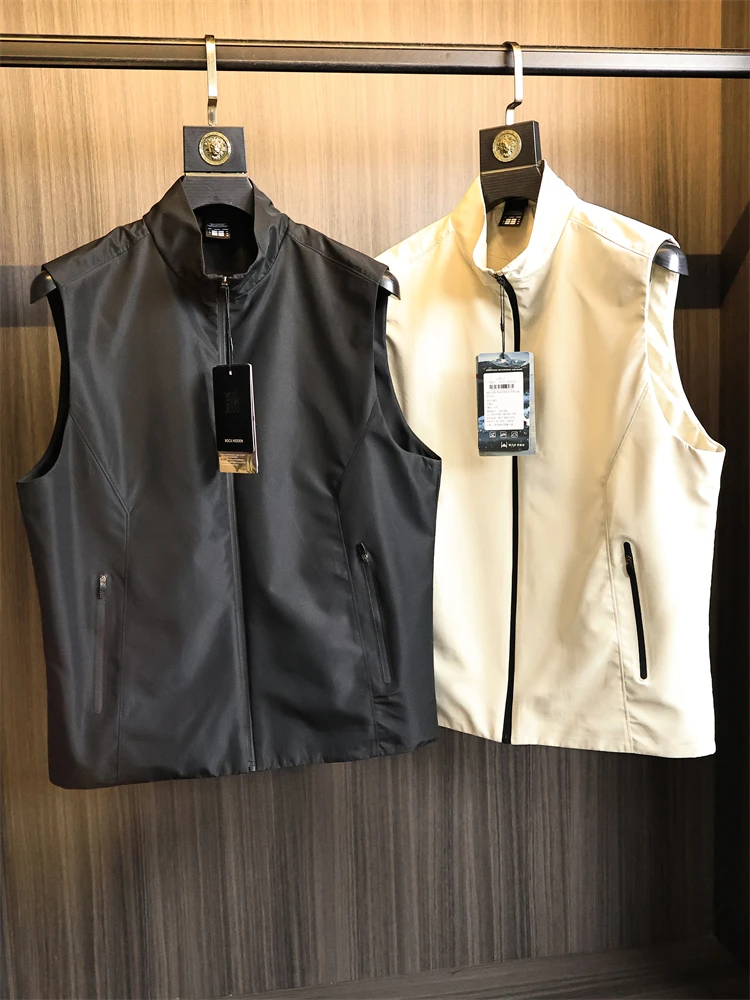

High-End Golf Series Men's Outdoor Casual Stand Collar Breathable Moisture-ng Water-Resistant Vest Faionable Autumn Wear
