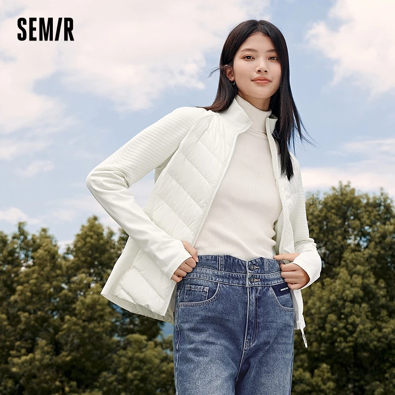 Semir Jacket Women White Patchwork Slimming 2023 Winter New Sporty Style Slim Down Jacket