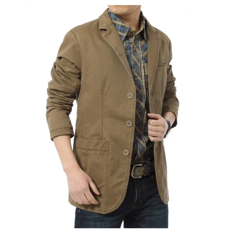 Marca de alta qualidade outono inverno masculino blazer casual masculino algodão puro negócios ternos jaquetas masculino militar streetwear