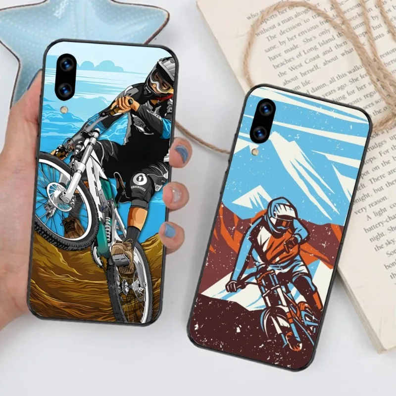 MTB Bicycle Mountain Cycling Phone Case for Huawei Mate 40 30 20 10 Pro Lite Nova 9 8 5T Y7p Y7 Black Soft Phone Cover