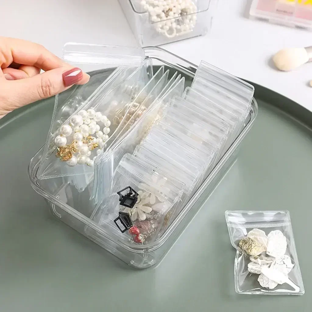 20 Peices Transparent PVC Jewelry Pouches Zip Storage Bag for Earring Necklace Jewelry Anti-Oxidation Display Packaging Bags