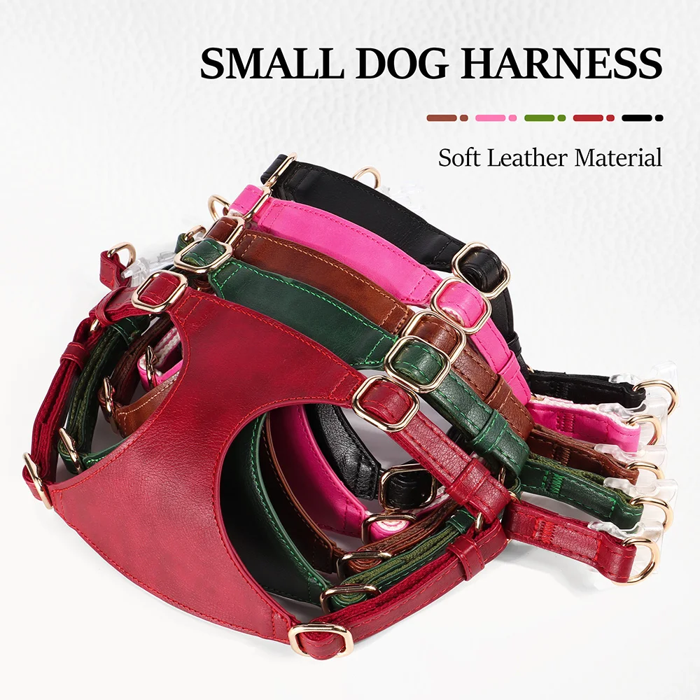 PU Leather Dog Harness Leash Set Dog Cat Chest Strap Traction 5ft Rope Walking Vest Harness for Small Medium Dogs Pet Supplies