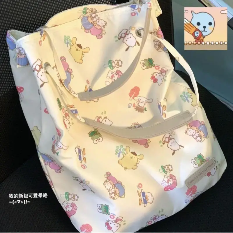 

Kawaii Sanrio Hellokitty Kuromi Mymelody Cinnamoroll сумка с принтом Портативная сумка для путешествий шоппинга большой емкости подарок для девочек