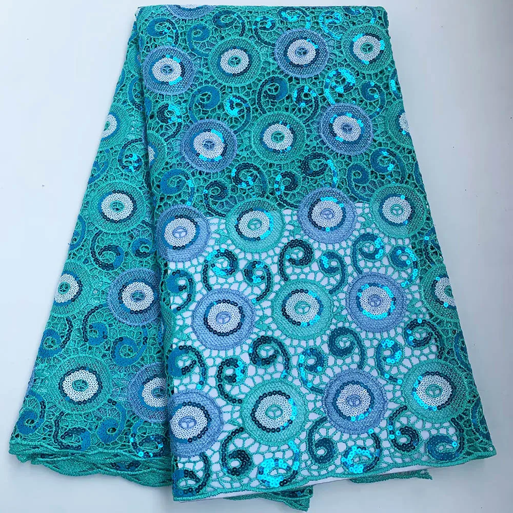 Nigerian Double Sequins Embroidered African Guipure Cord Lace Traditional inspired Garment Cupion Fabric Occasional Wear  CO1176