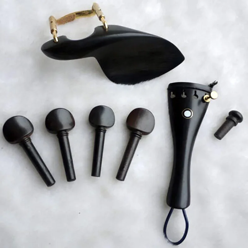 

Black Ebony Viola Parts Accessories Fitting With Hardware, Viola Pegs Chin Rest Tailpiece Gut Endpin Finetuner