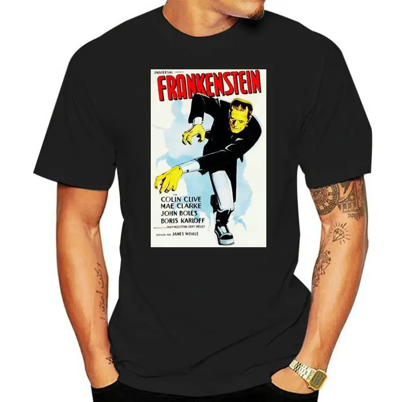 T Shirt Film Frankenstein Grau Mit Bild Poster Kino Horror Vintage