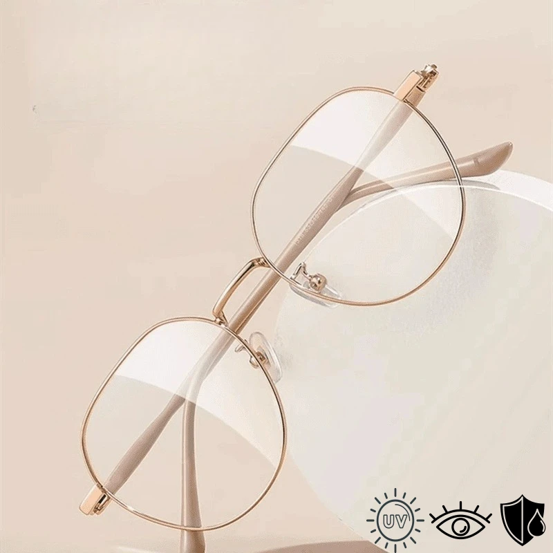 الرجعية عادي الضوء الأزرق حجب النظارات إطار معدني عادي النظارات موضة الكورية بسيطة أنيقة نظارات النساء الطلاب