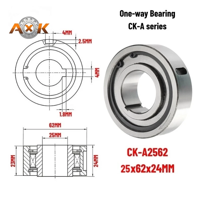 CK-A2562 25X62X24MM One Way Clutch Bearing Overrunning Clutch CK-A Series Sprag Type One Way Freewheel Clutch Bearing