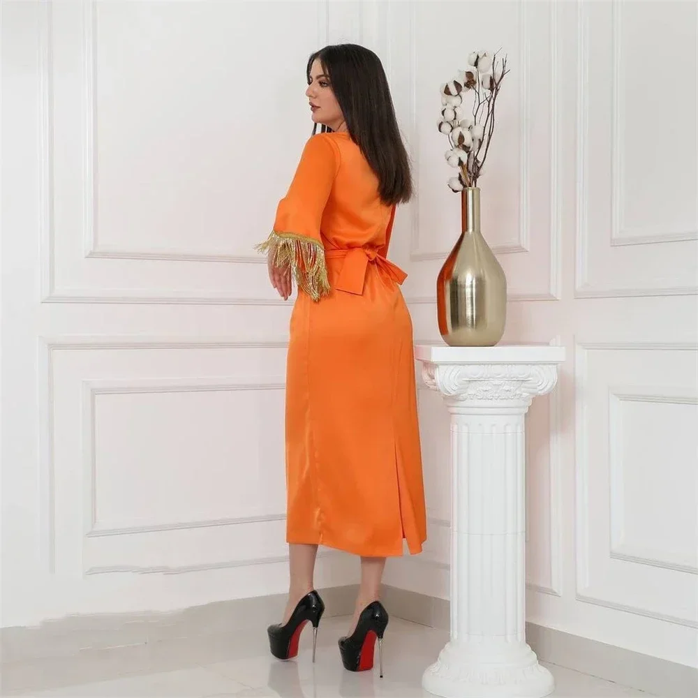 Vestido de cetim com borla, mangas sino, dubai, saudita, festa de noite, jalabiya, roupas islâmicas, vestido modesto, mulher muçulmana, abaya, ramadan eid