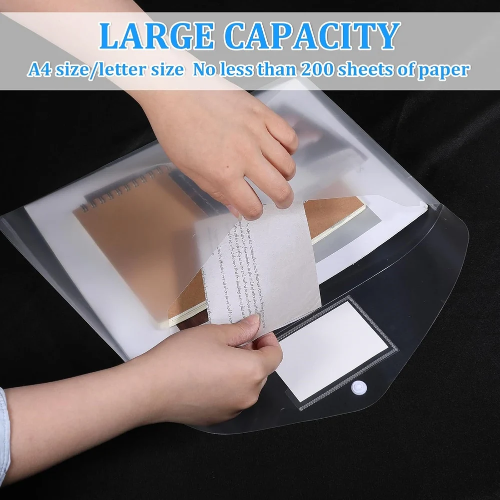 A95Q-File Folders With Snap Button Closure- 50 Pcs Plastic Envelopes Document Organizer For Letter A4 Size In Home Office