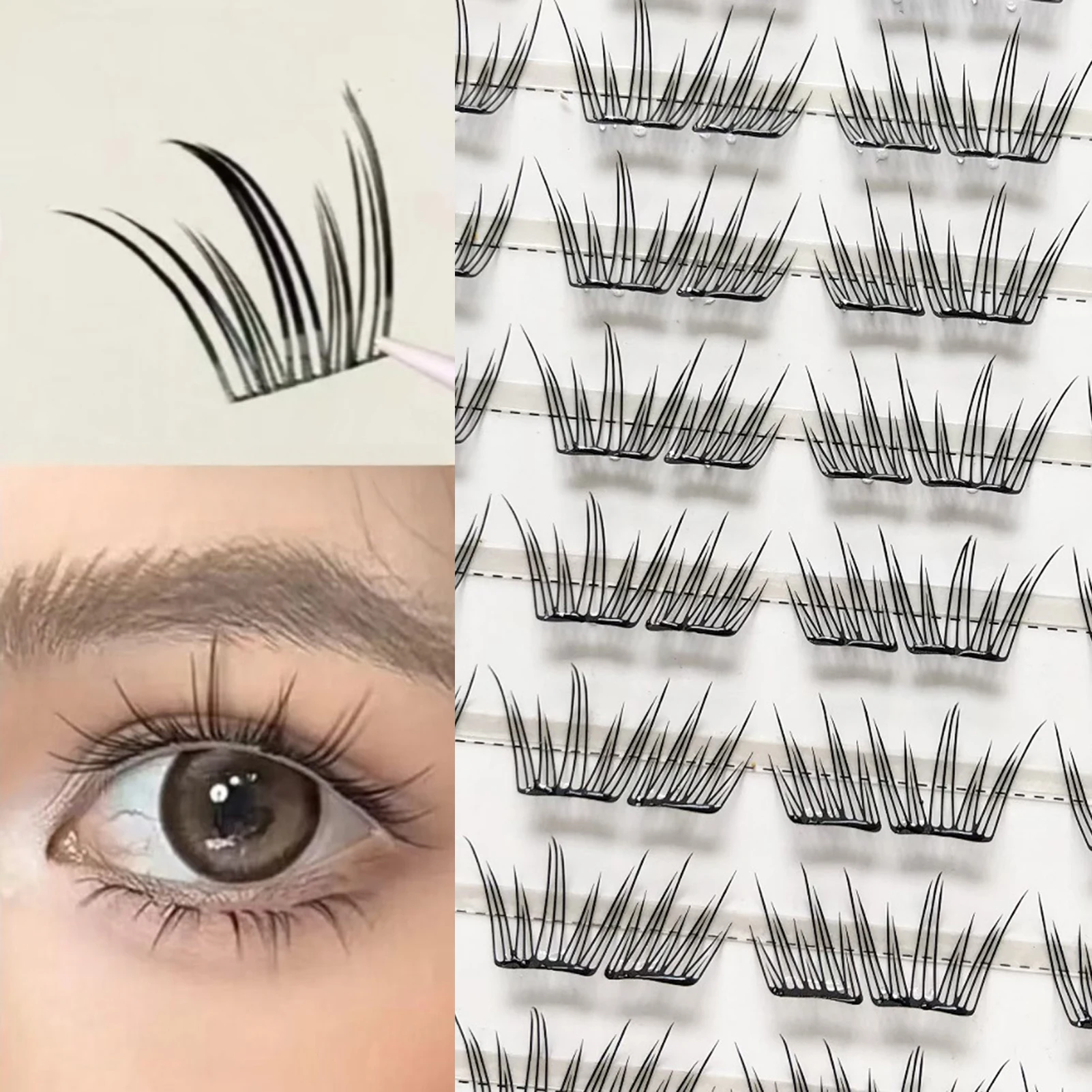 Glue-free False Eyelashes Natural No Glue Needed Eyelashes Extension Segmented Curl Eyelash Clusters Individual Manga Lashes