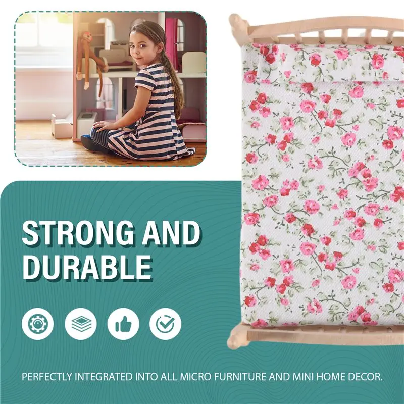強くお勧めします 1:12 ドールハウス寝室 ミニ花柄ダブルベッド シーン家具 ドールハウスアクセサリー