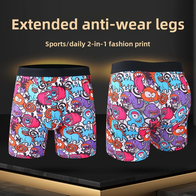 

Trendy printed extended men's underwear boxer shorts sports wear resistant legs plus long legs four cornered underwear for men