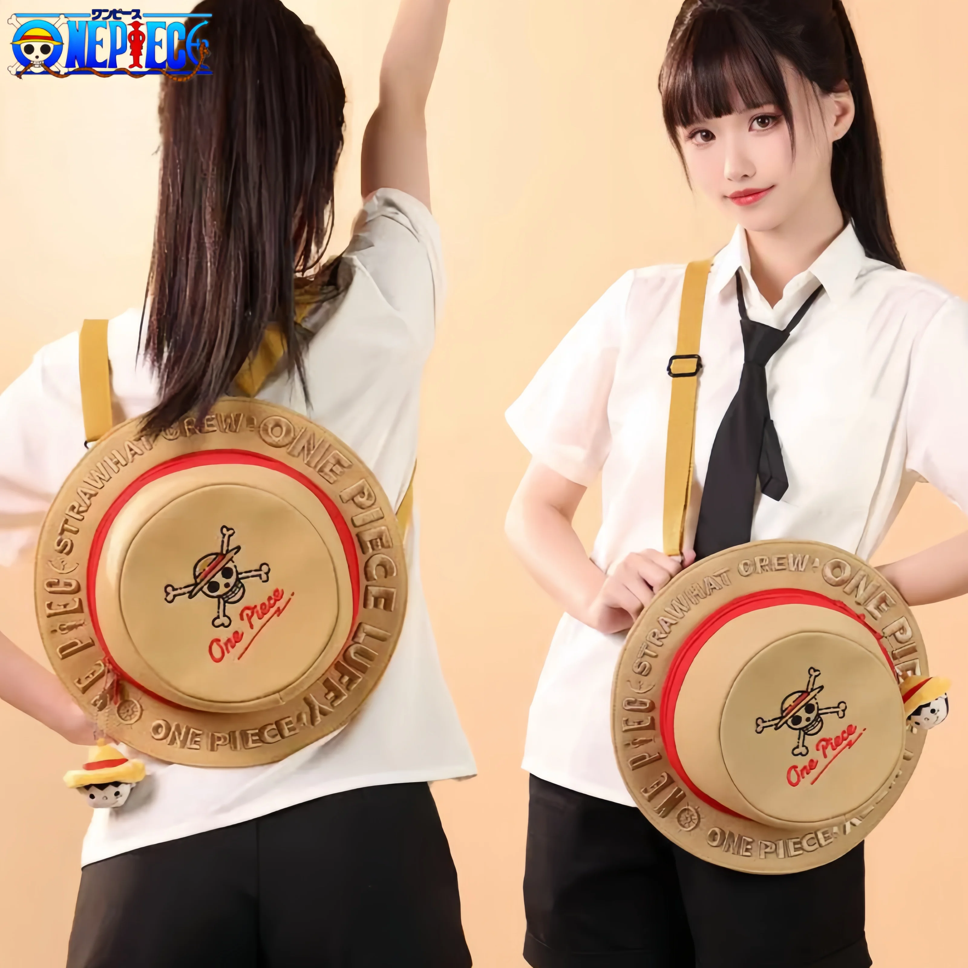 

Original One Piece Anime Creative Backpack Monkey D. Luffy Figure Plush Doll Shoulder Bag Straw Hat Crossbody Bag Cartoon Gifts
