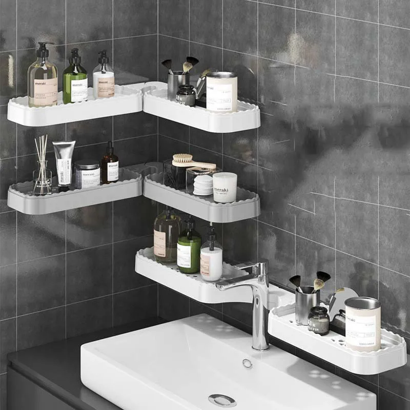 Waschbecken-Ecklagerregal, stanzfrei, zur Wandmontage, drehbar, faltbar, für die Küche, einfaches Waschbecken, Badezimmerregal